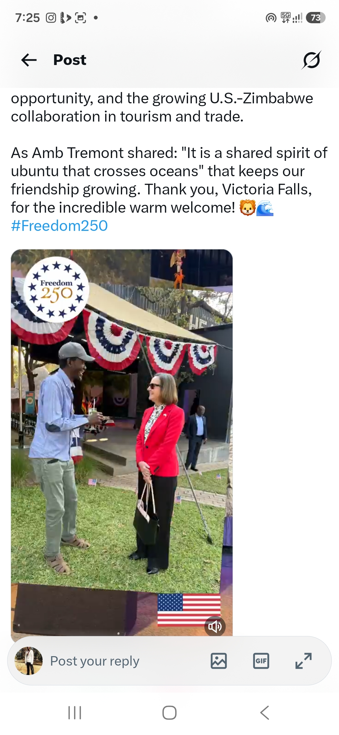 US Marks 250th Independence Anniversary In Victoria Falls, Hails Growing Ties With Zimbabwe